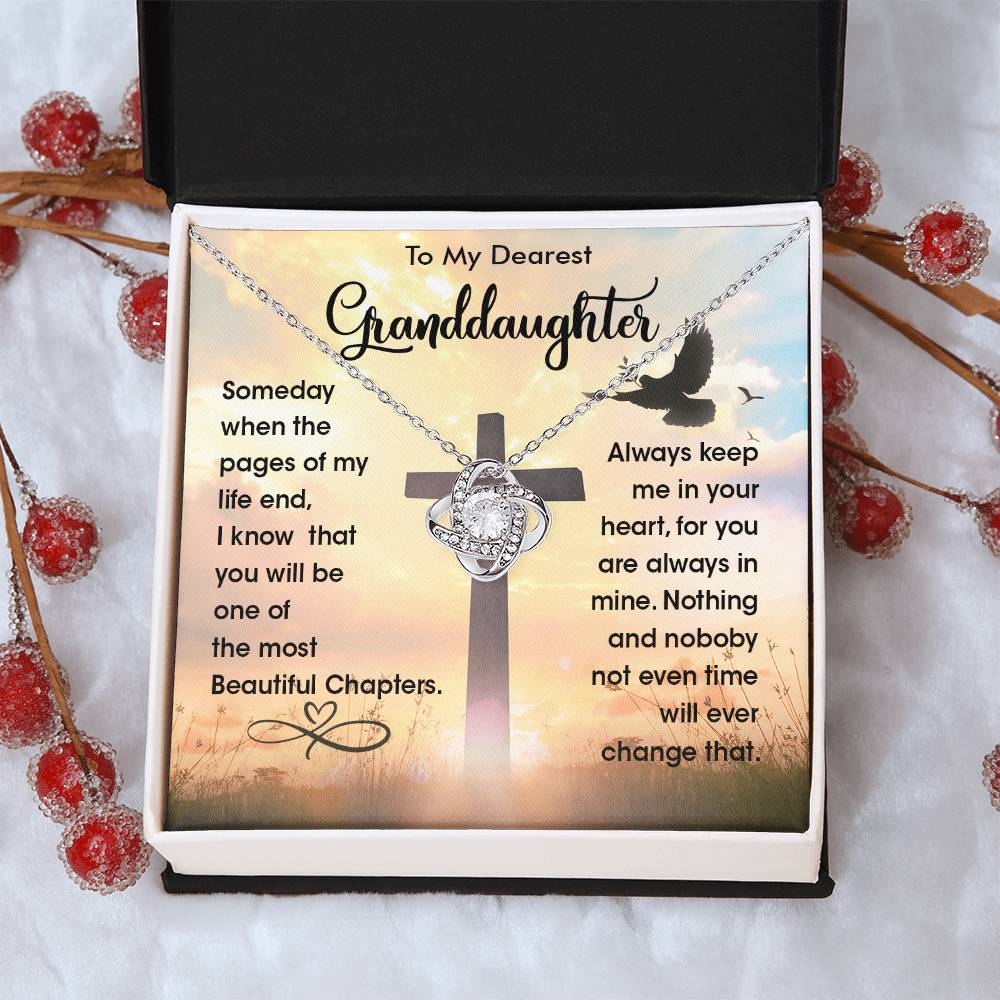 To My Dearest Granddaughter - Heart Melt Message Love Knot Necklace💓 Love Knot Necklace