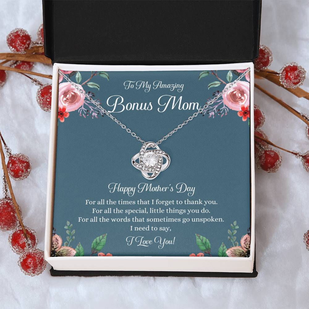 Bonus Mom Necklace Mothers Day Gift Daughter To Mom Gift Bonus Mom Step Mom Gift Present For Stepmom On Mothers Day Stepmom Necklace 1 Love Knot Necklace
