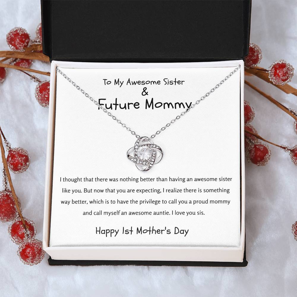 Future Mommy Sister Love Knot Necklace