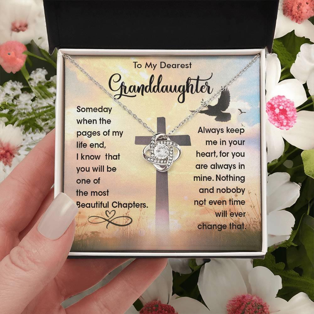 To My Dearest Granddaughter - Heart Melt Message Love Knot Necklace💓 Love Knot Necklace