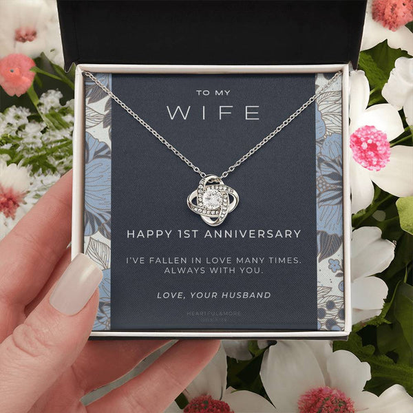 1 Year Anniversary Gift For Wife  1 Year Anniversary Gifts  1 Year Wedding Anniversary Gift Ideas  1St Wedding Anniversary Gift F(7) Love Knot Necklace