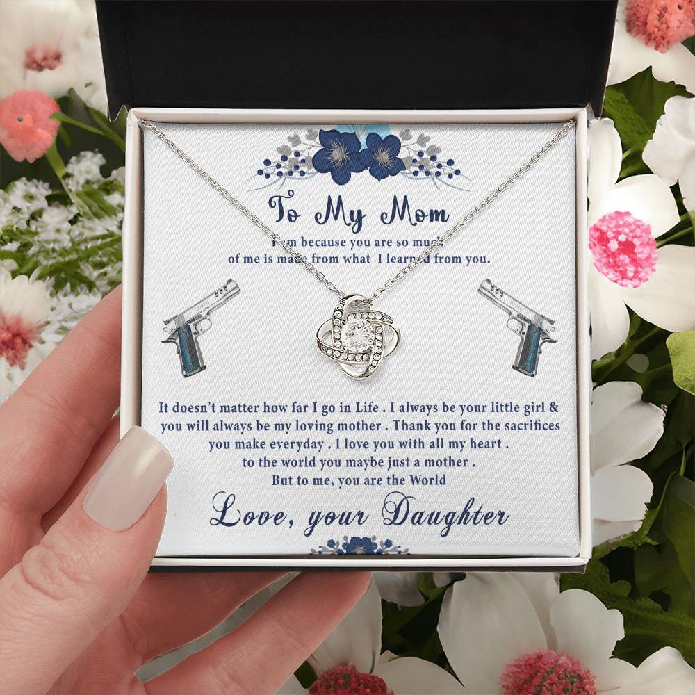 To My Mom- Perfect Gift For Gun Lov Love Knot Necklace
