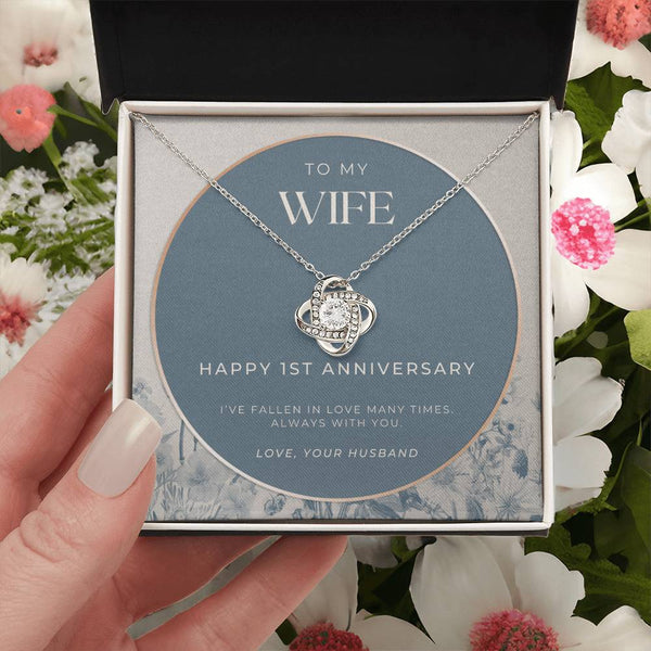 1 Year Anniversary Gift For Wife  1 Year Anniversary Gifts  1 Year Wedding Anniversary Gift Ideas  1St Wedding Anniversary Gift F(2) Love Knot Necklace