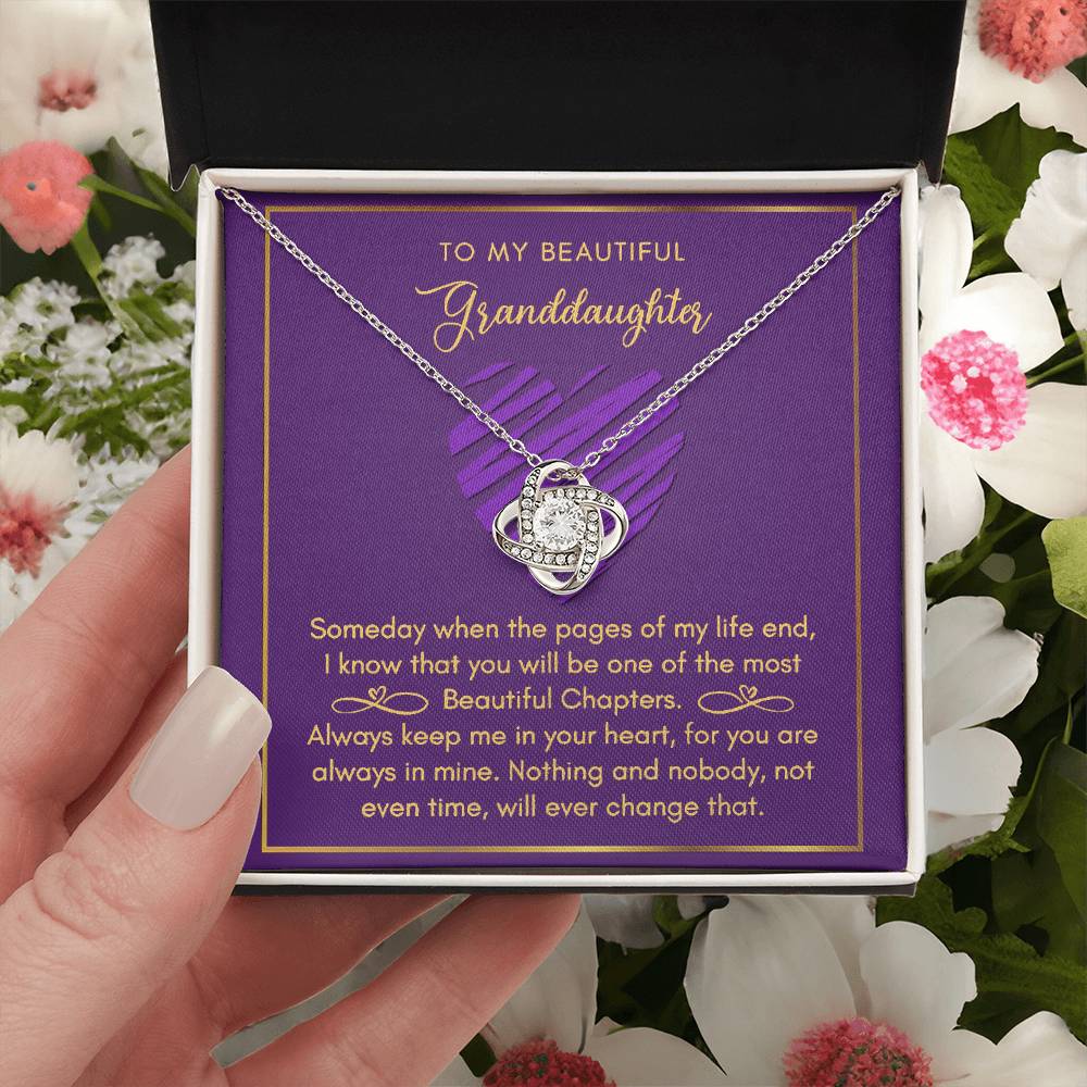 To My Beautiful Granddaughter Love Knot Necklace Love Knot Necklace