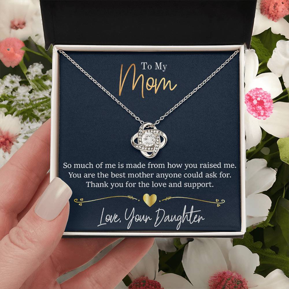 Mom - Thank You - Daughter Love Knot Necklace