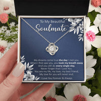 Gift For Your Soulmate - My Dreams Navy Flower Love Knot Necklace Love Knot Necklace