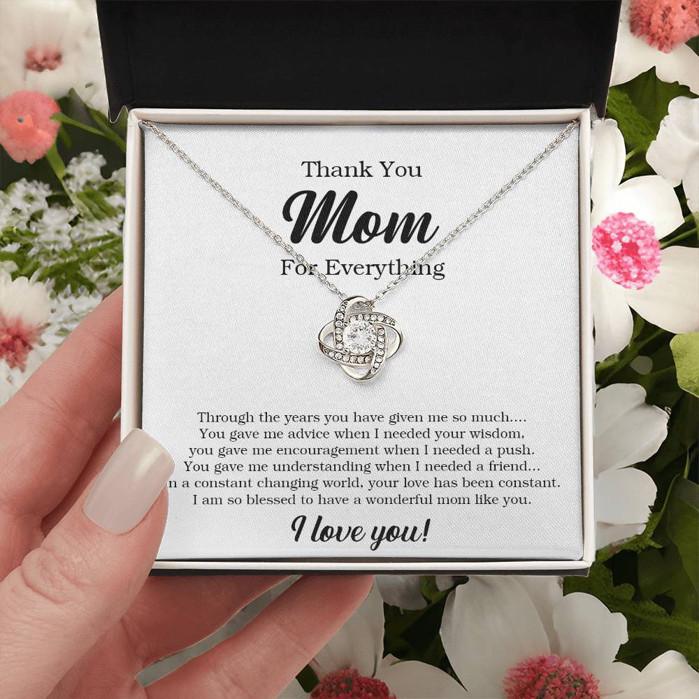 Thank You Mom Necklace Mother's Day Gift From Daughter Son To Mom Mom Necklace Mom Birthday Gift Love Knot Necklace
