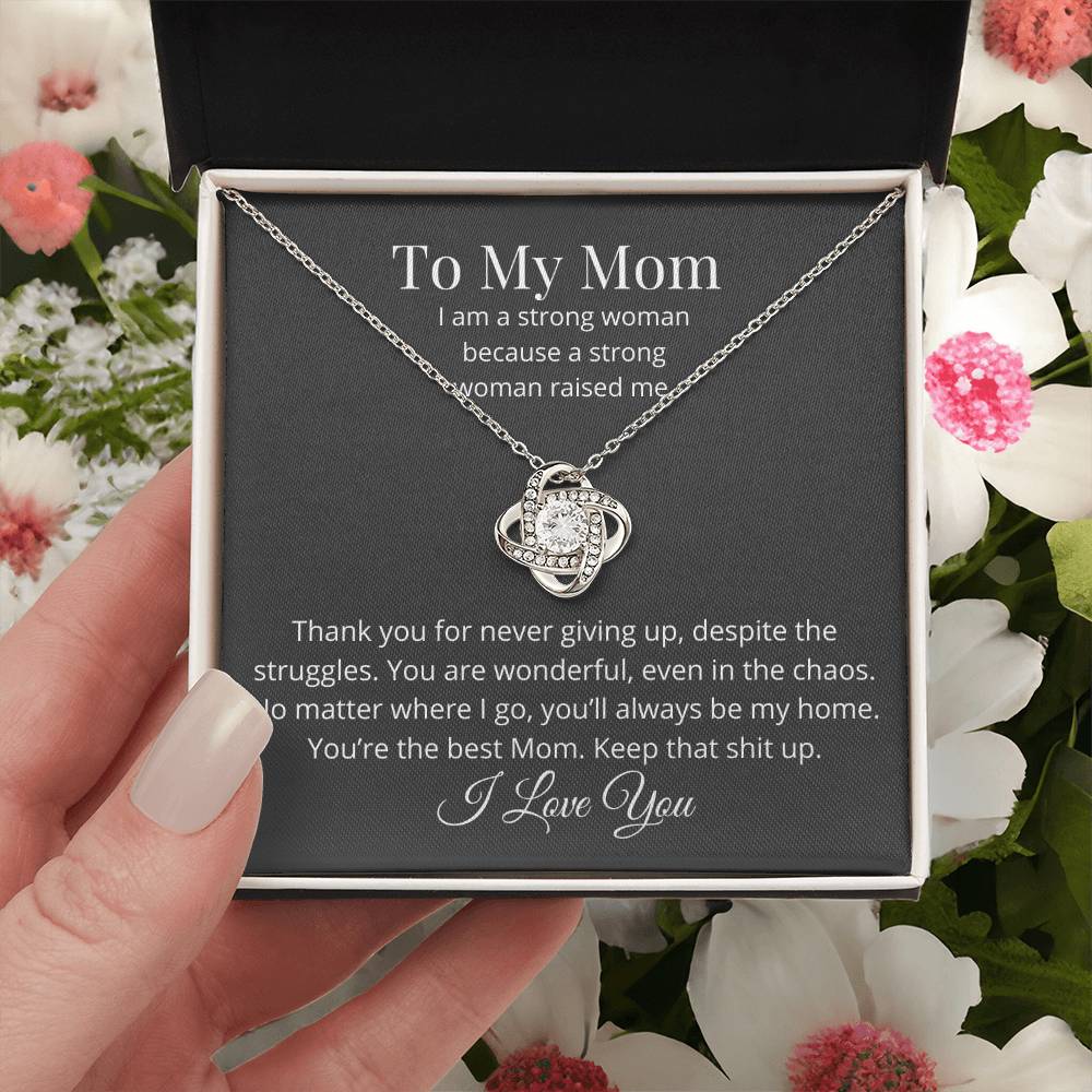 Thank You For Never Giving Up Love Knot Necklace