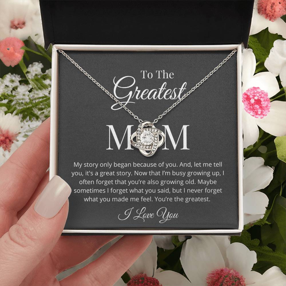 My Story Began Because Of You Love Knot Necklace