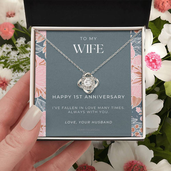 1 Year Anniversary Gift For Wife  1 Year Anniversary Gifts  1 Year Wedding Anniversary Gift Ideas  1St Wedding Anniversary Gift F(9) Love Knot Necklace