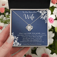 Gift For Wife Love You More Navy Flower Love Knot Necklace Love Knot Necklace