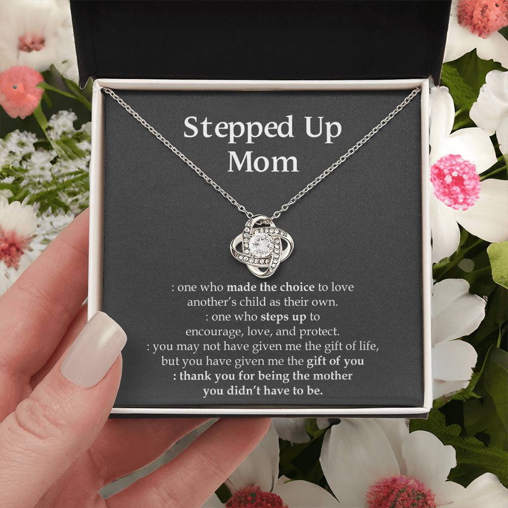 To My Beautiful Mom - Heart Melt Message Love Knot Necklace 1 Love Knot Necklace