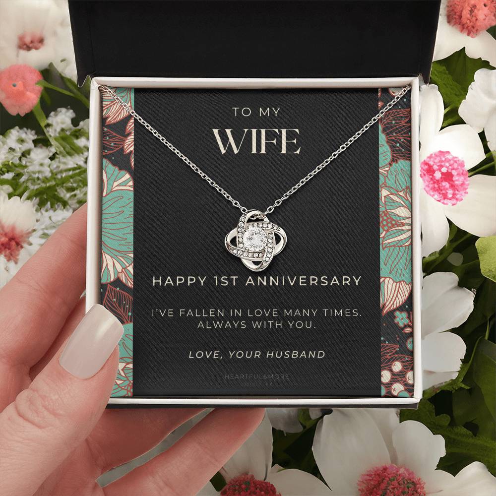 1 Year Anniversary Gift For Wife  1 Year Anniversary Gifts  1 Year Wedding Anniversary Gift Ideas  1St Wedding Anniversary Gift F(10) Love Knot Necklace
