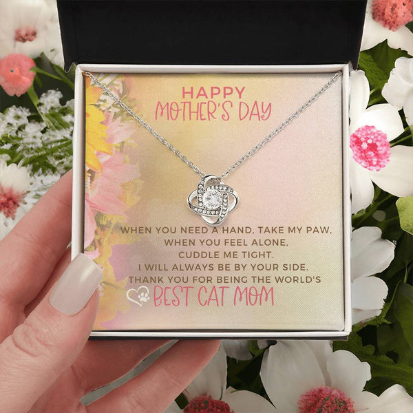 Best Cat Mom Love Knot Necklace Cat Mom Jewelry Gifts For Cat Mom On Mothers Day Cat Lover Gift Mothers Day Gift From Cat Love Knot Necklace