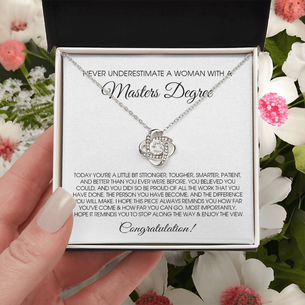 Masters Degree Graduation Gift For Her Master Degree Necklace For Daughter Sister Best Friend Love Knot Necklace