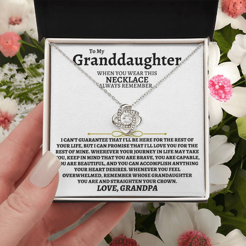 To My Granddaughter Necklace Granddaughter Jewelry Gift From Grandpa Meaningful Gift For Her Love Knot Necklace