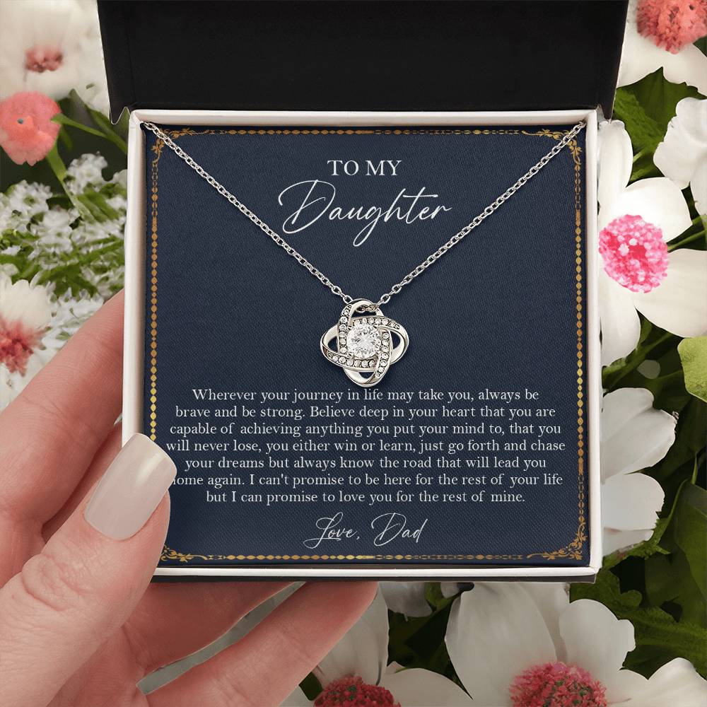 To My Daughter Gift From Dad Gift For Daughter Birthday Daughter Graduation Sentimental Gift F Love Knot Necklace