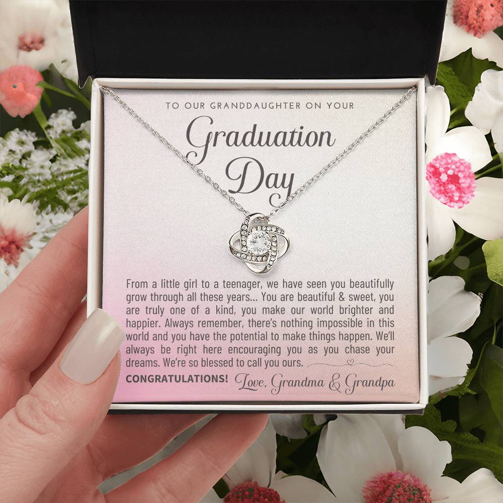 Granddaughter Graduation Gift From Grandma & Grandpa Gift For Granddaughter Graduation Granddaughter Graduation Necklace Lov Love Knot Necklace