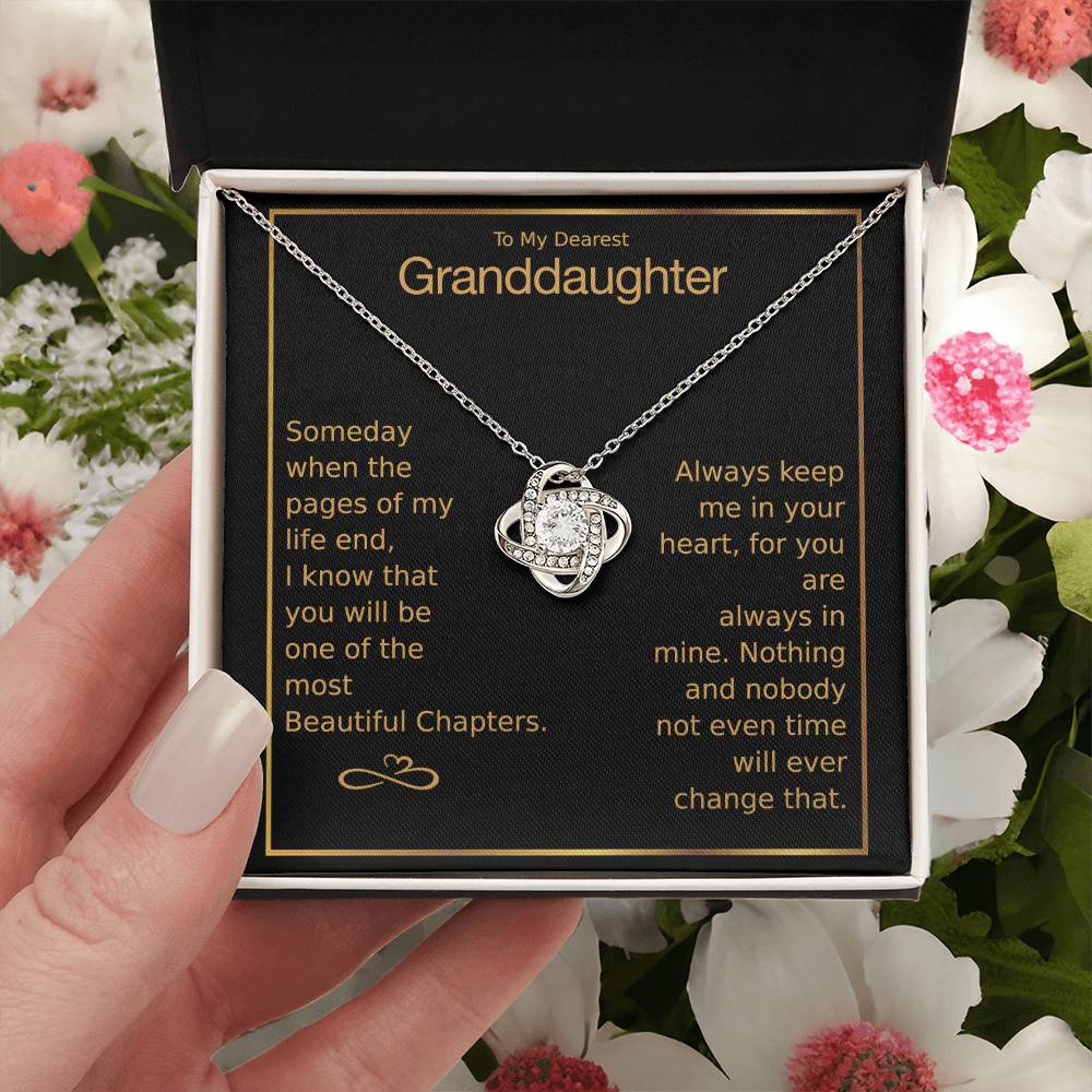 To My Dearest Granddaughter Love Knot Necklace Love Knot Necklace