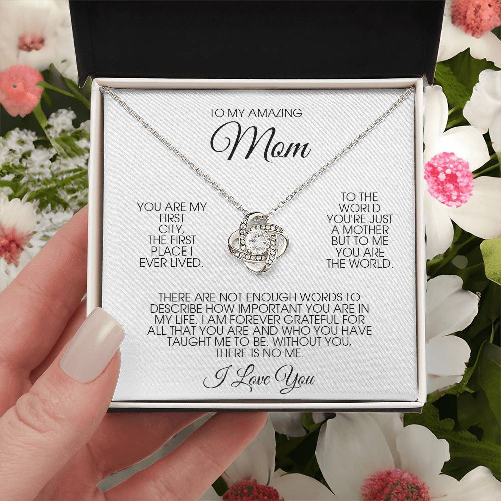 To My Amazing Mom Necklace Gift For Mom From Daughter Son Mother's Day Gift Mom Birthday Thank You Mom Jewelry Gift Love Knot Necklace