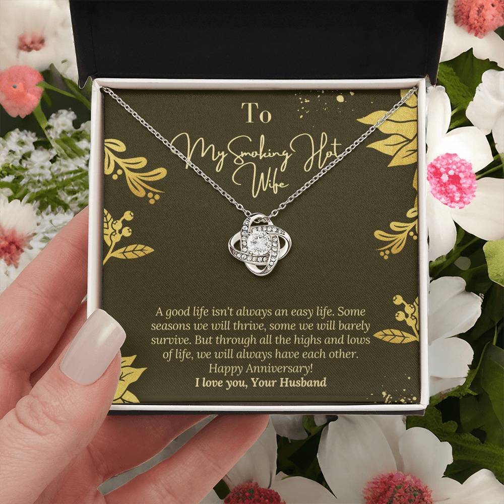 Happy Anniversary To Wife With Message Card From Husband To Wife Happy Anniversary Gift Jewelry For Wife Necklace Gift Fo Love Knot Necklace