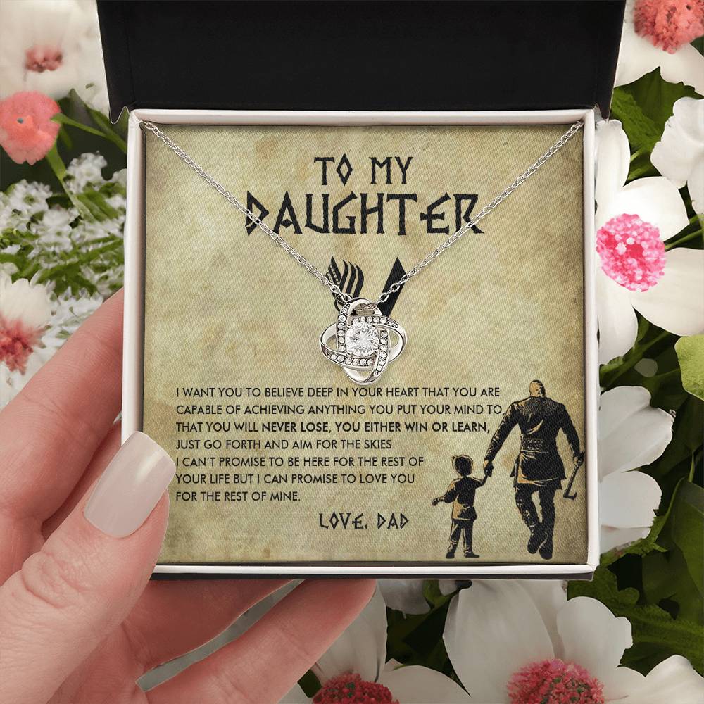 To My Daughter Jewelry With Luxury Box Daughter Birthday Gift Viking Girl  Bold Brave Strong Viking Dad Chr Love Knot Necklace