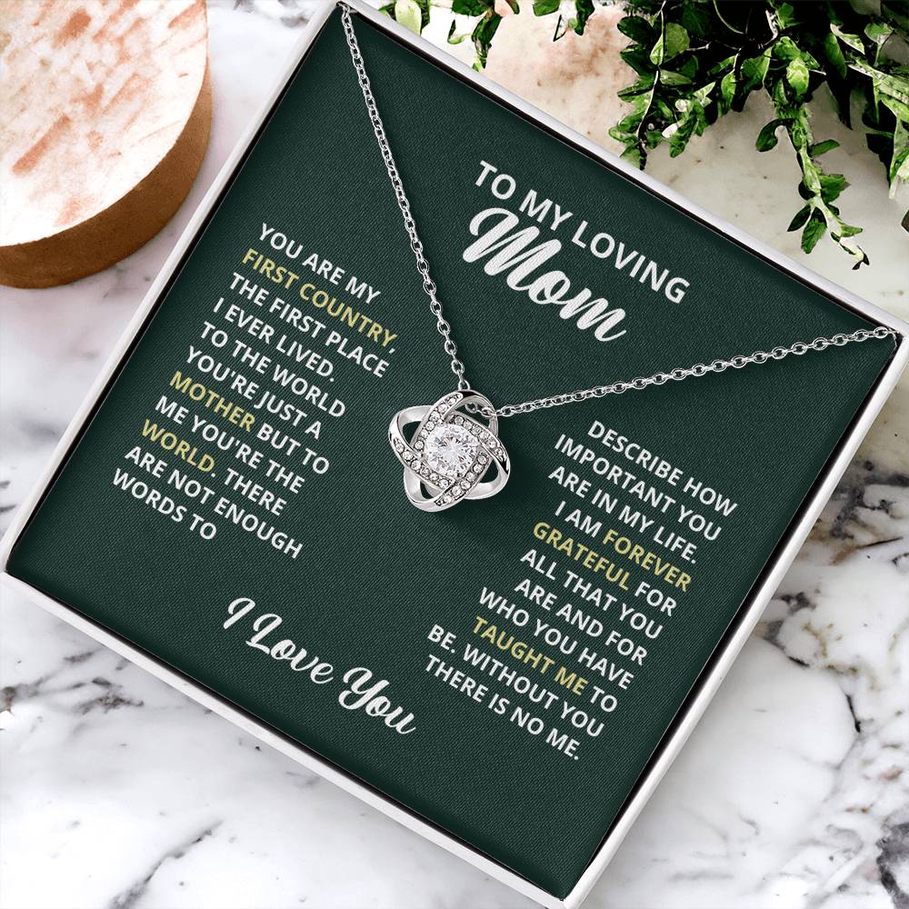 To My Loving Mom Necklace. Gift For Mom Mom Birthday Gift Mother's Day Gift Love Knot Necklace