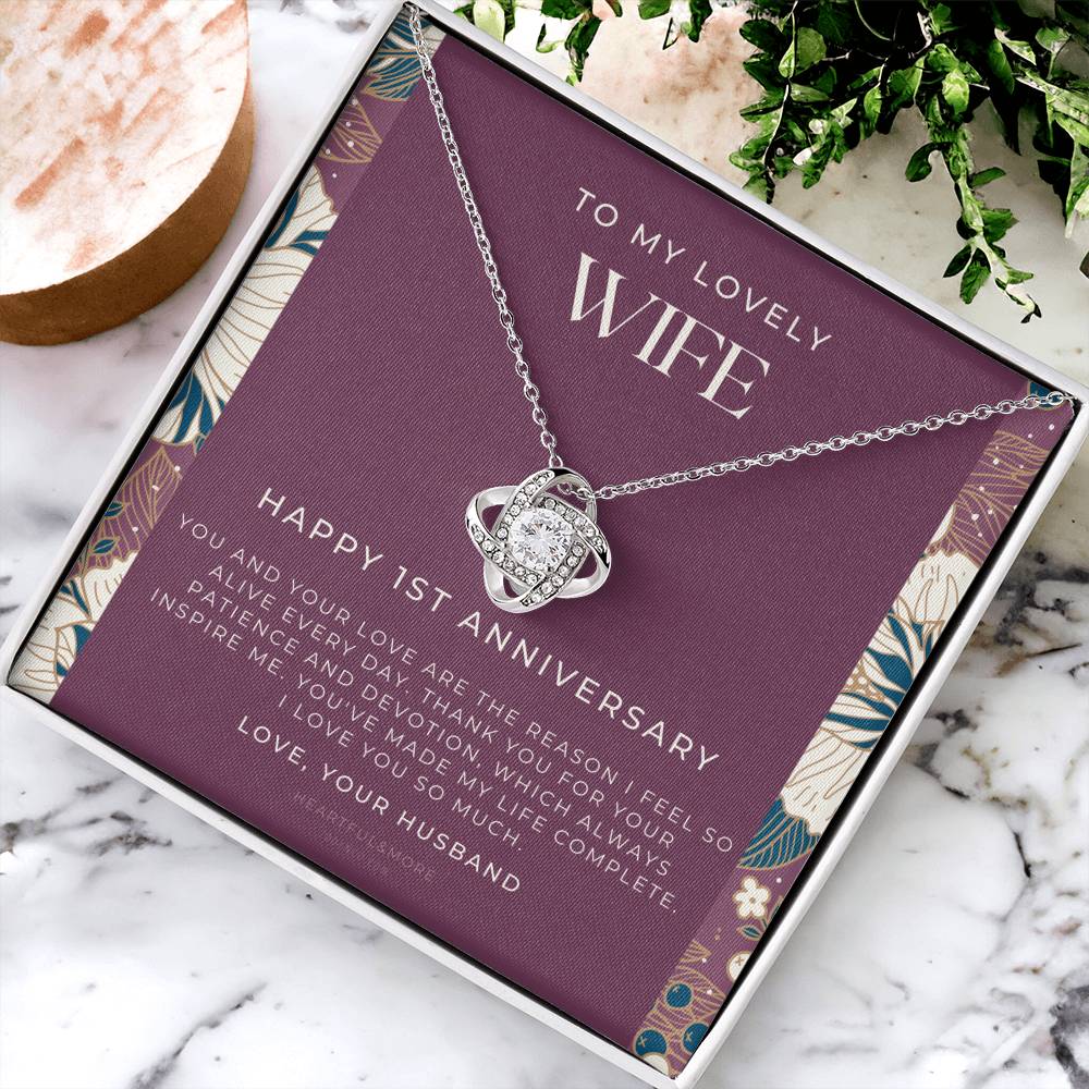 1 Year Anniversary Gift For Wife  1 Year Anniversary Gifts  1 Year Wedding Anniversary Gift Ideas  1St Wedding Anniversary Gift F(11) Love Knot Necklace