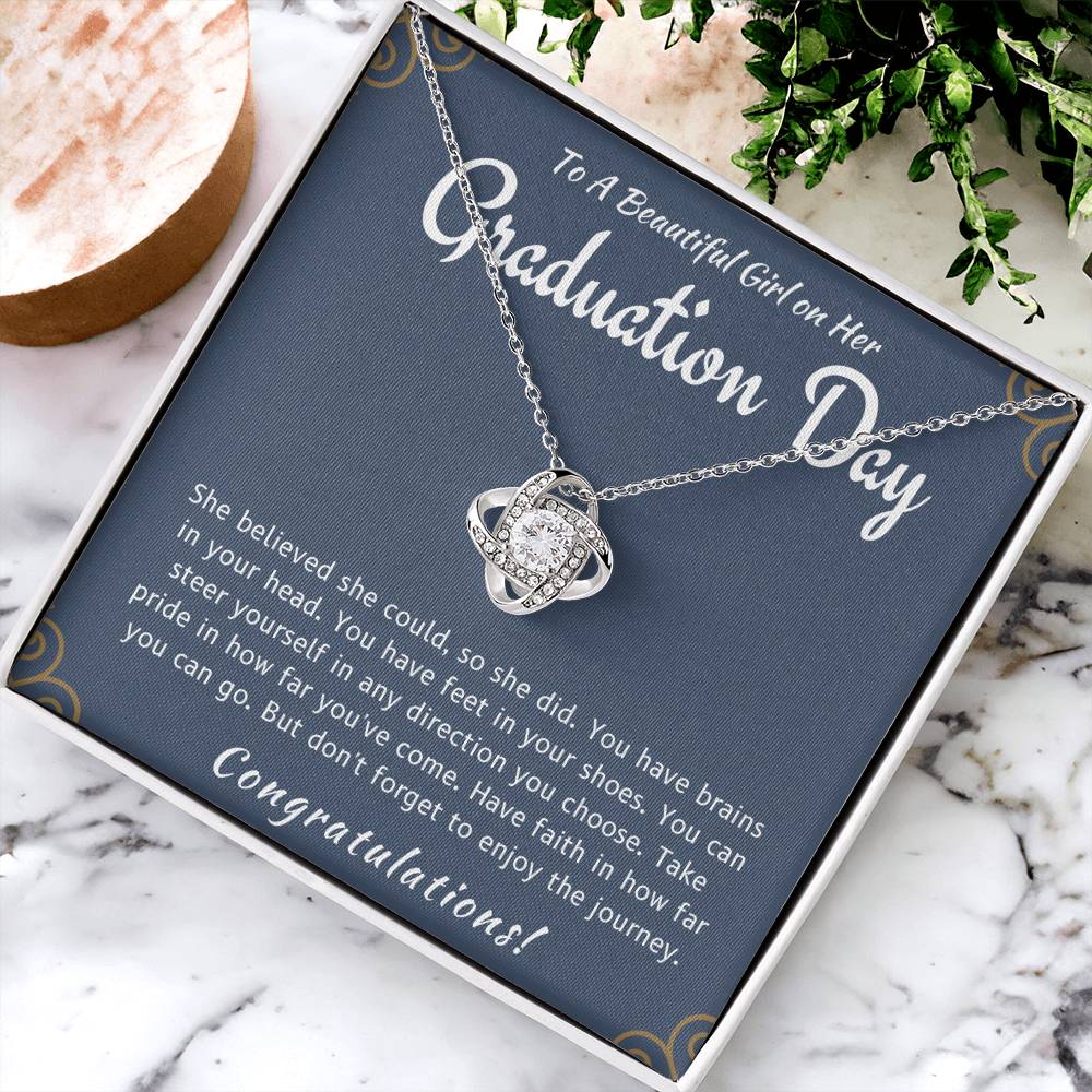 Graduation Day - She Believed She Could Love Knot Necklace