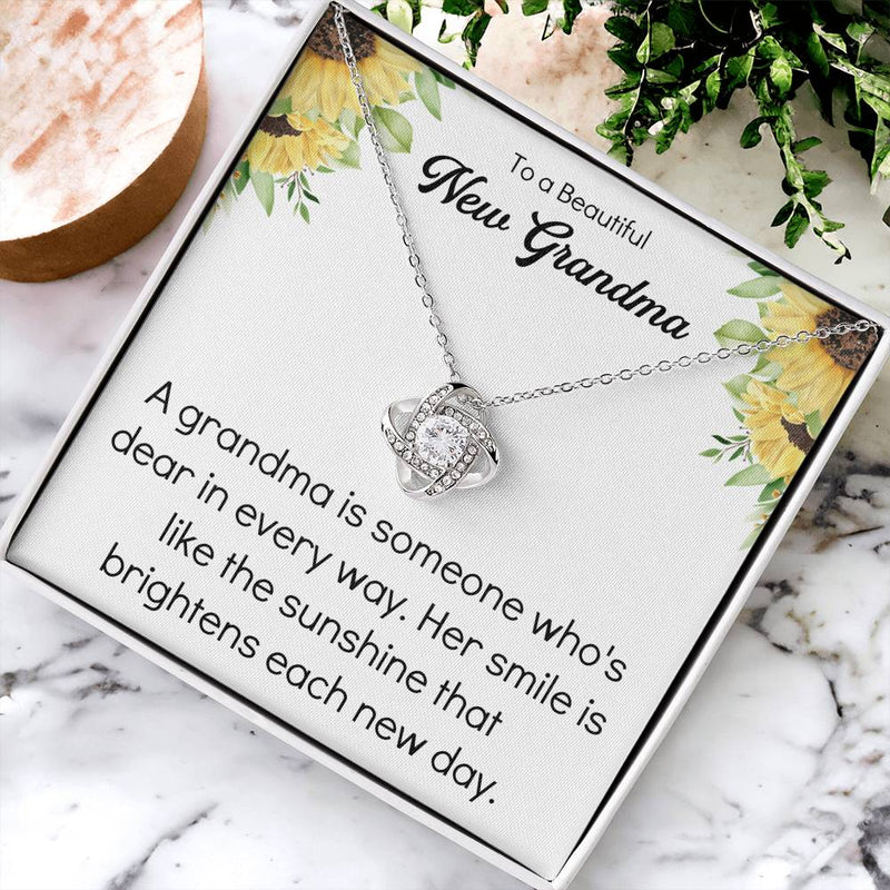 Grandma 2022 Promoted To Grandma Mothers Day Idea For New Grandma Gift Grandma To Be Gift For Grandma Reveal Pregnancy Baby Announcement Love Knot Necklace