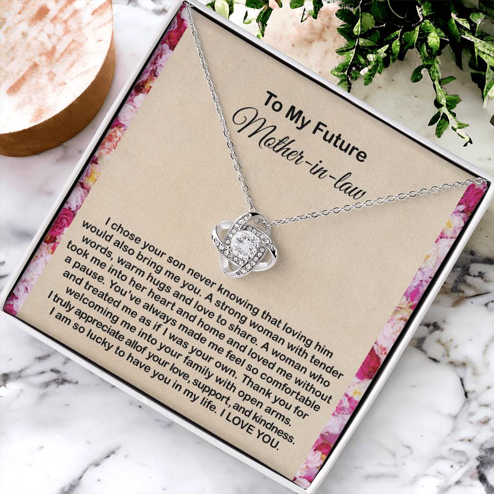 To My Mother In Law Necklace From Daughter Gift To Mother-In-Law For Christmas Birthday Mother&#39;s Day Message Card To Mom-In-Law Love Knot Necklace