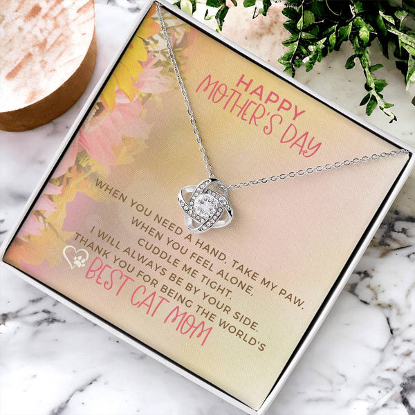 Best Cat Mom Love Knot Necklace Cat Mom Jewelry Gifts For Cat Mom On Mothers Day Cat Lover Gift Mothers Day Gift From Cat Love Knot Necklace