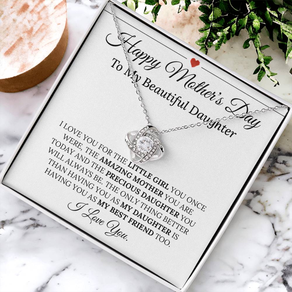 Precious Daughter Mother&#39;s Day Necklace Love Knot Necklace