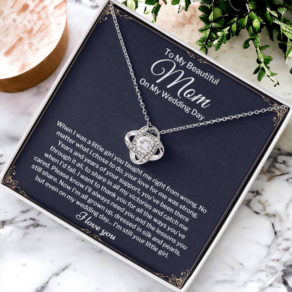 To My Mom On My Wedding Day Love Knot Necklace