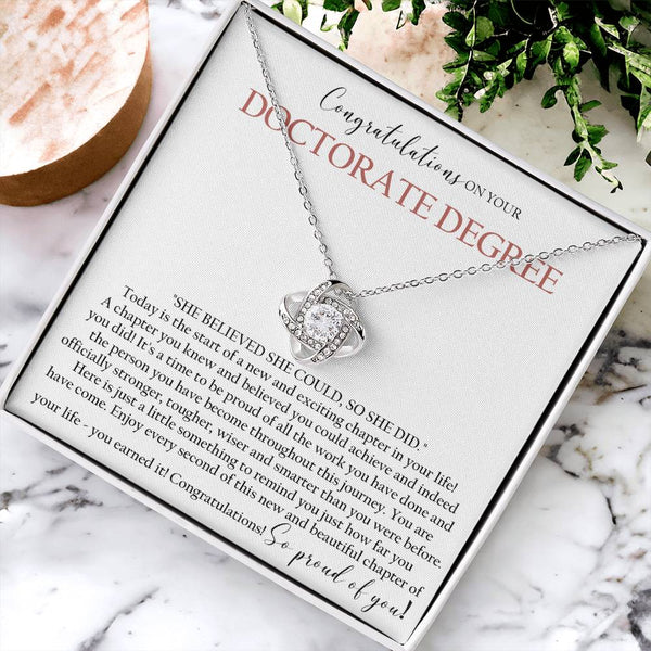 Doctorate Degree Graduation Gift Necklace Graduating Class Of 2022 Doctoral Degree Graduation Gift For Her Love Knot Necklace