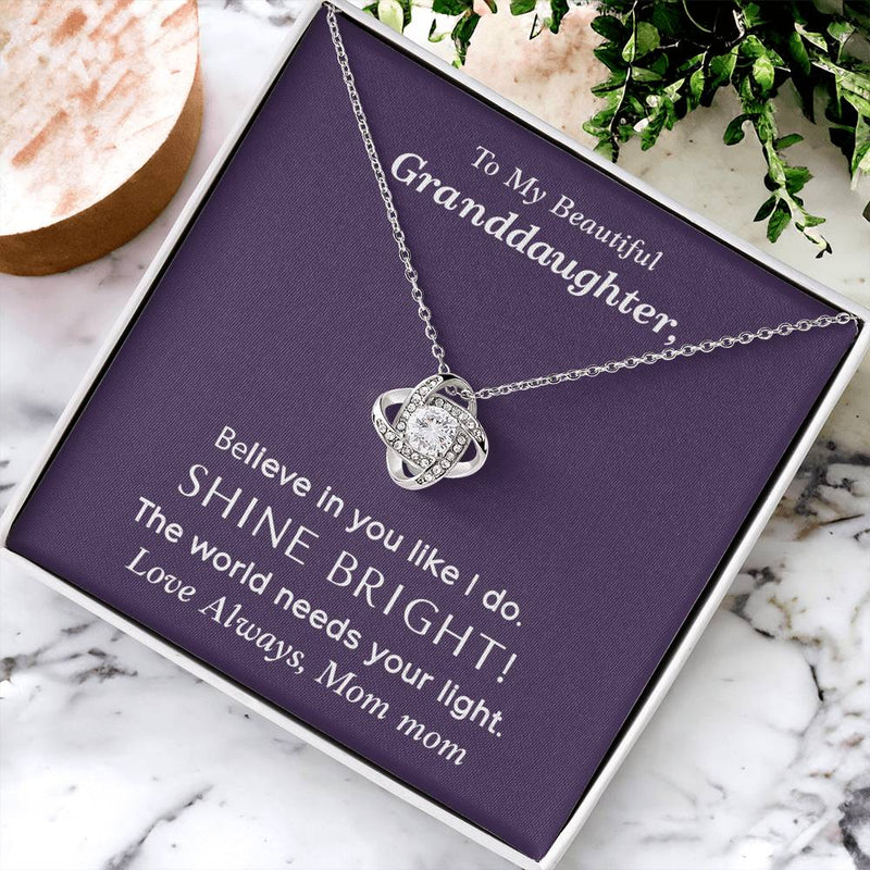 To My Beautiful Granddaughter Love Knot Necklace