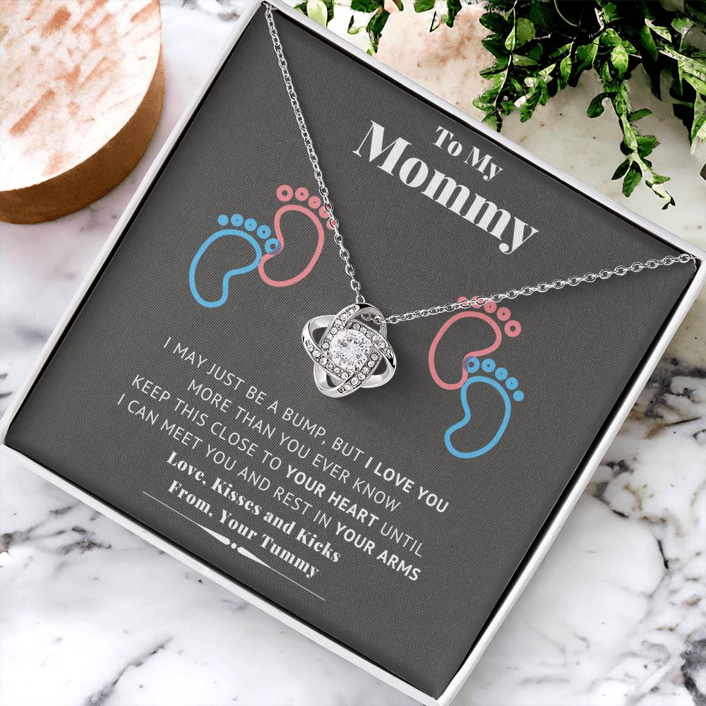 To My Mommy Baby Feet Heart First Time Mom Mom To Be Baby Shower Gift Expecting Mother Pendant Necklace Gift Set New Mom Gender  Love Knot Necklace