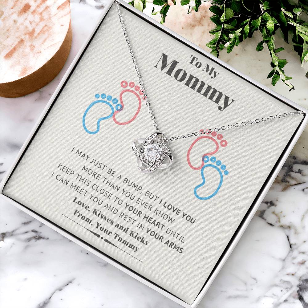 New Mommy Necklace New Mom Mother&#39;s Day Gift First Time Mom Gift New Mom Gift Jewelry Gift For New Mom Necklace New Mommy Baby Shower Gift Pregnanc Love Knot Necklace