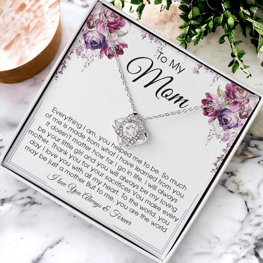Gift For Mom From Daughter Or Son To My Mom Necklace Mother&#39;s Day Gift Mom Birthday Unique Message Card Gift Love Knot Necklace