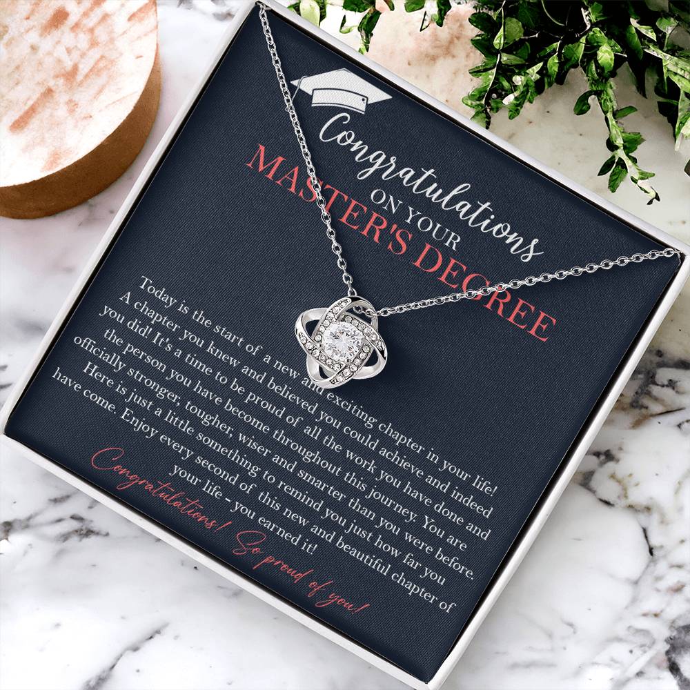 Master&#39;s Degree Graduation Gift Necklace Masters Graduation Gift Gift For Her Love Knot Necklace