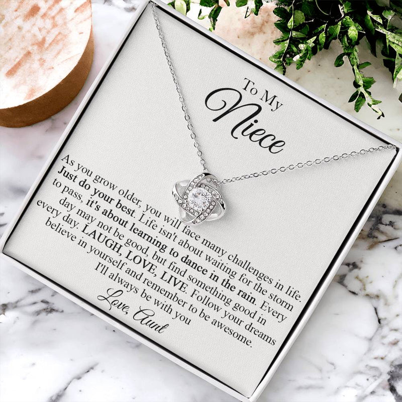 To My Niece Necklace Niece Gift From Aunt Niece Birthday Gift Grown Up Niece Christmas Gift For Love Knot Necklace