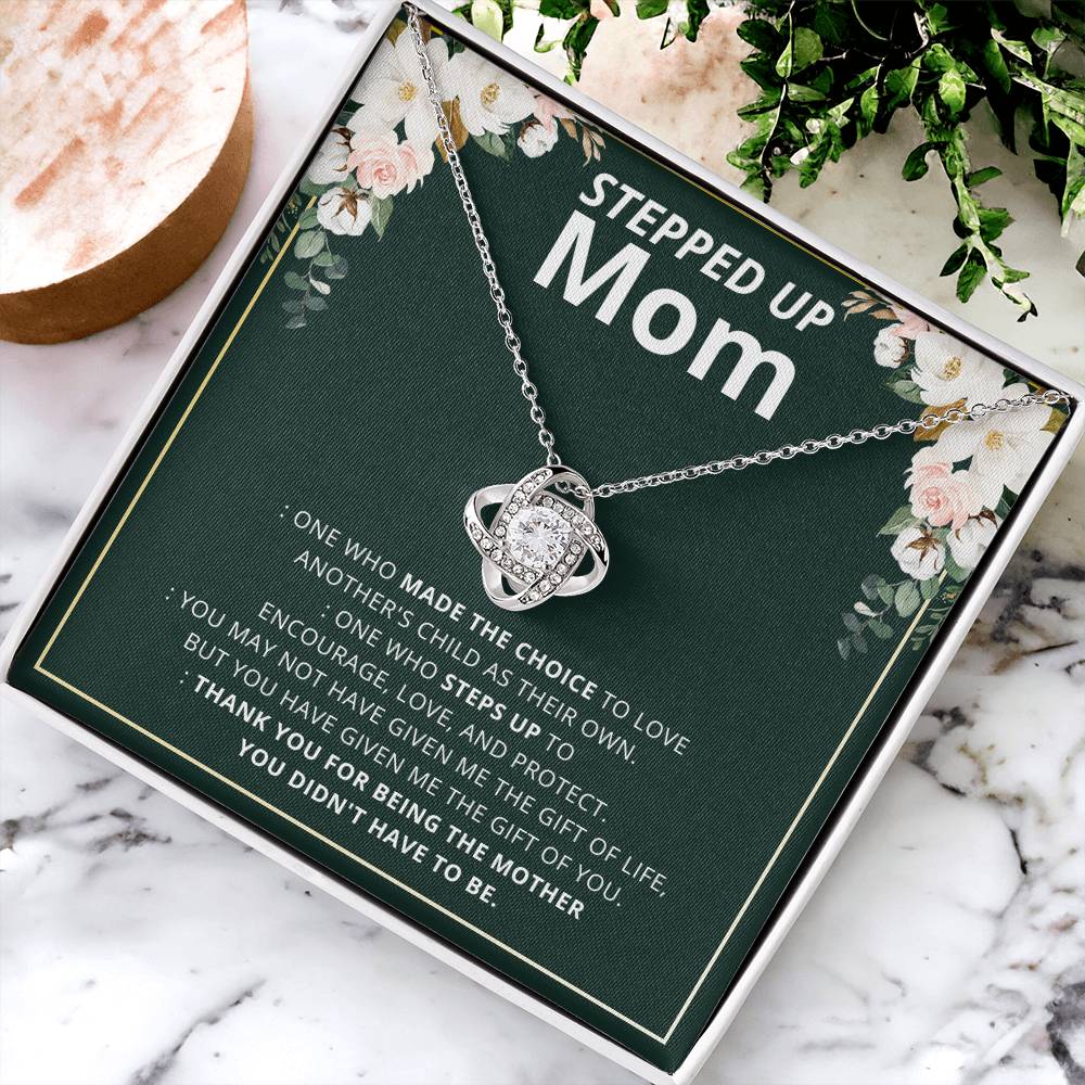To My Step Mom Stepped Up Mom Necklace Gift For Bonus Mom Second Mom Birthday Mother's Day Gift Love Knot Necklace
