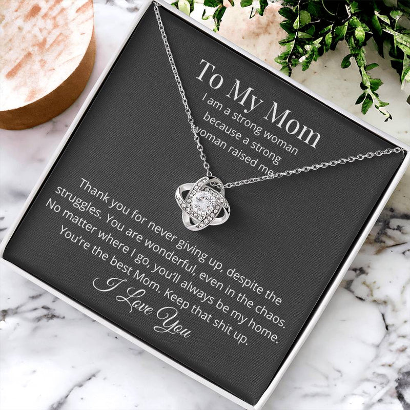 Thank You For Never Giving Up Love Knot Necklace