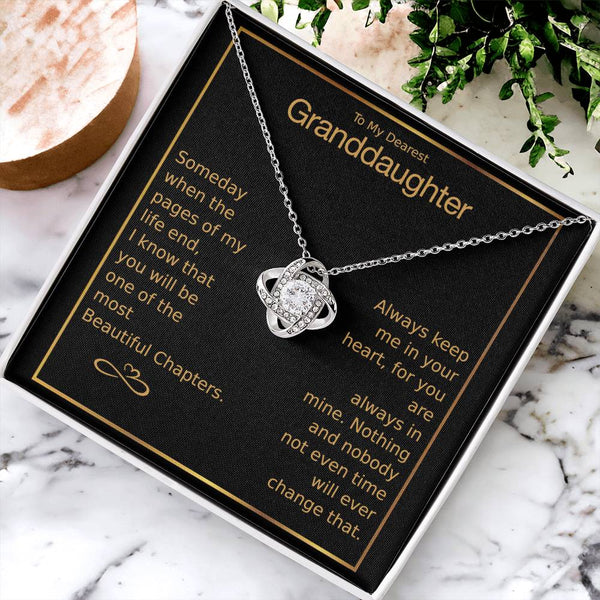 To My Dearest Granddaughter Love Knot Necklace Love Knot Necklace