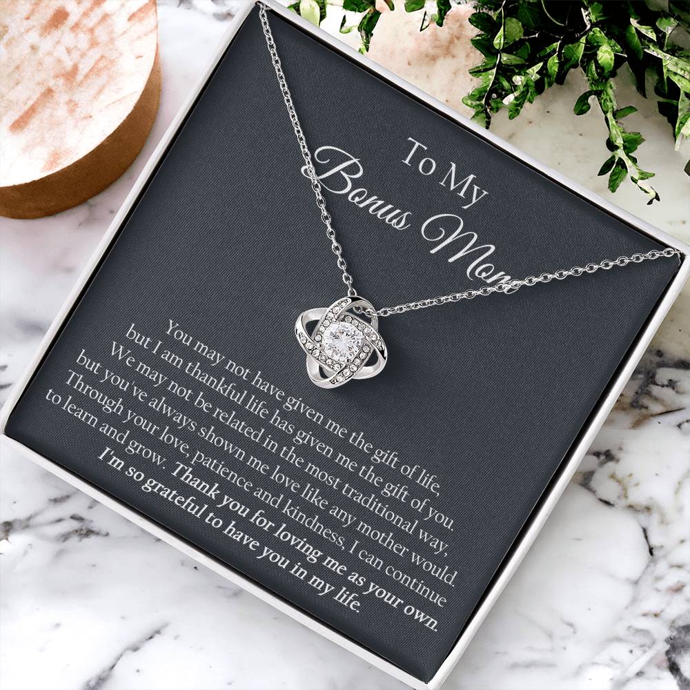 To My Bonus Mom Mother's Day Gift For Stepmom Stepmom Birthday Gift Step Mother Gift From Bride Love Knot Necklace