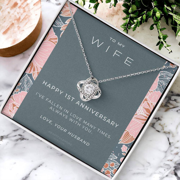 1 Year Anniversary Gift For Wife  1 Year Anniversary Gifts  1 Year Wedding Anniversary Gift Ideas  1St Wedding Anniversary Gift F(6) Love Knot Necklace