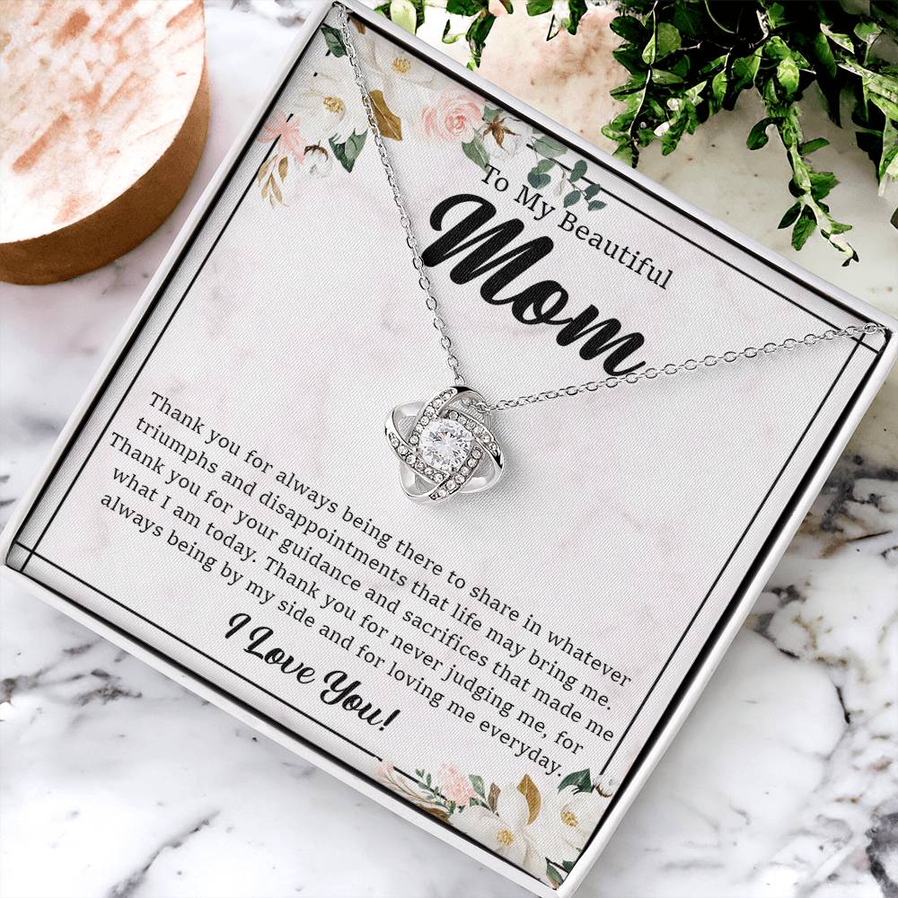 To My Beautiful Mom Necklace Gift For Mom From Daughter From Son Mother&#39;s Day Gift Thank You Mom Love Knot Necklace