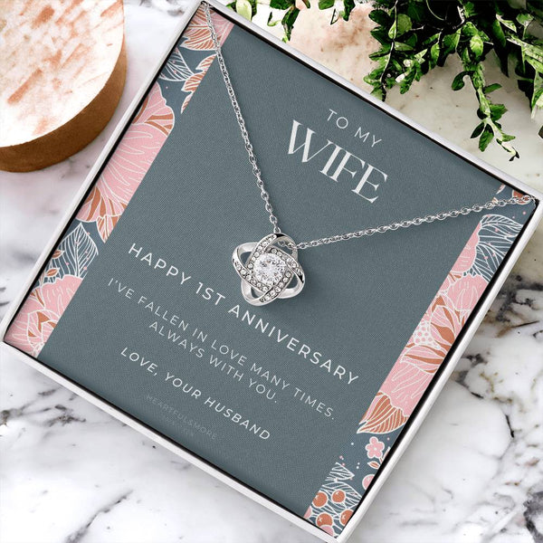 1 Year Anniversary Gift For Wife  1 Year Anniversary Gifts  1 Year Wedding Anniversary Gift Ideas  1St Wedding Anniversary Gift F(9) Love Knot Necklace