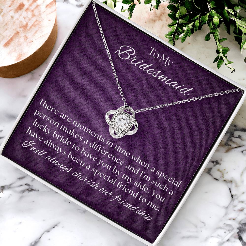Bridesmaid For A Day Friends For Life(2) Love Knot Necklace
