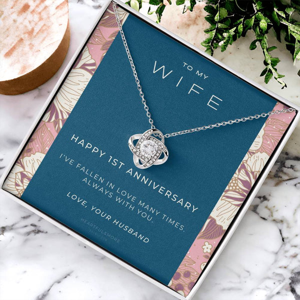 1 Year Anniversary Gift For Wife  1 Year Anniversary Gifts  1 Year Wedding Anniversary Gift Ideas  1St Wedding Anniversary Gift F(8) Love Knot Necklace